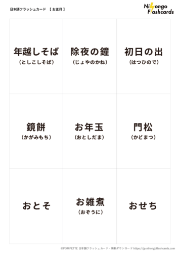 日本語フラッシュカード 単語 言葉カード お正月